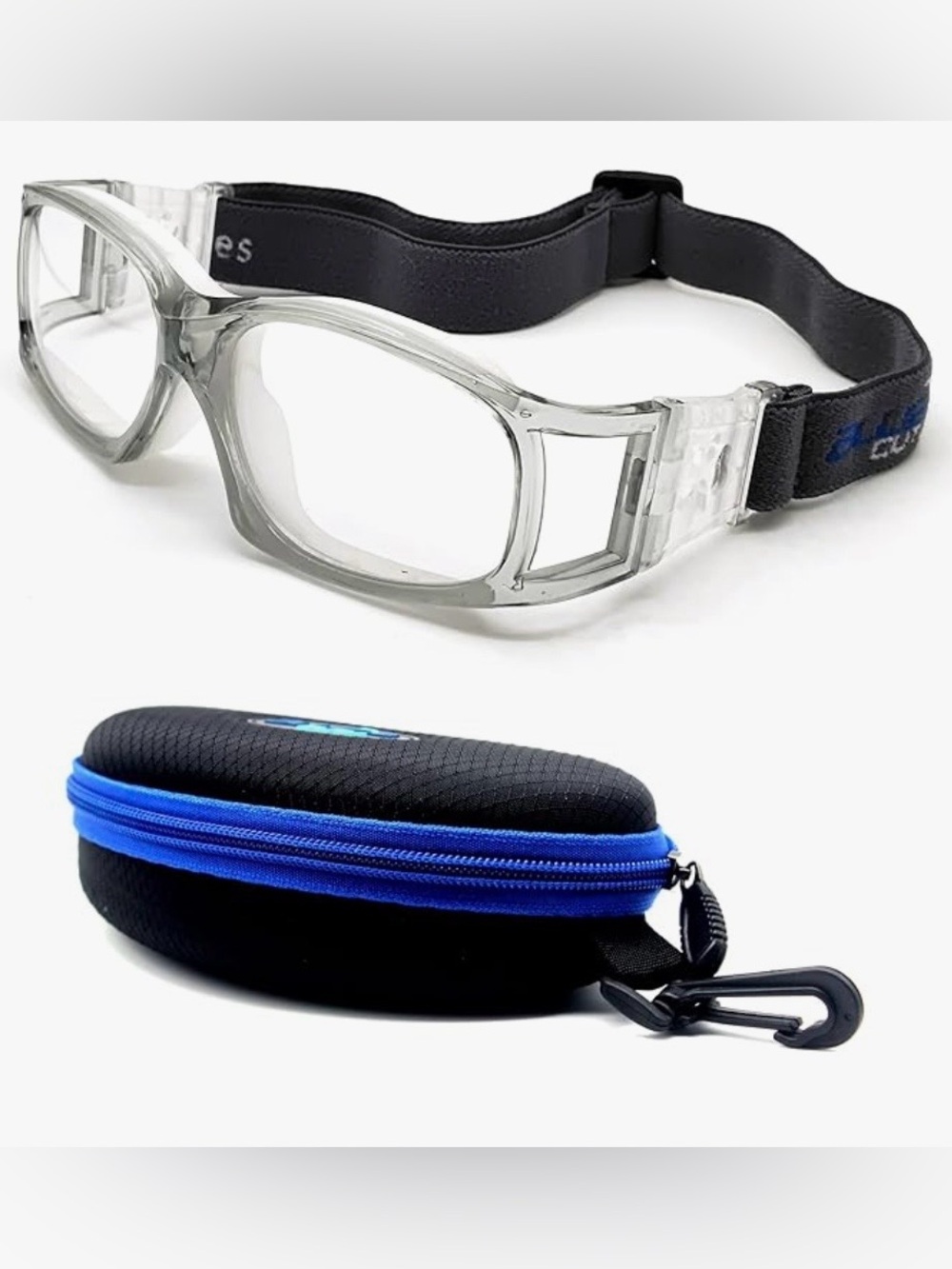 Clear Protective Sports Goggles with Adjustable Black Strap